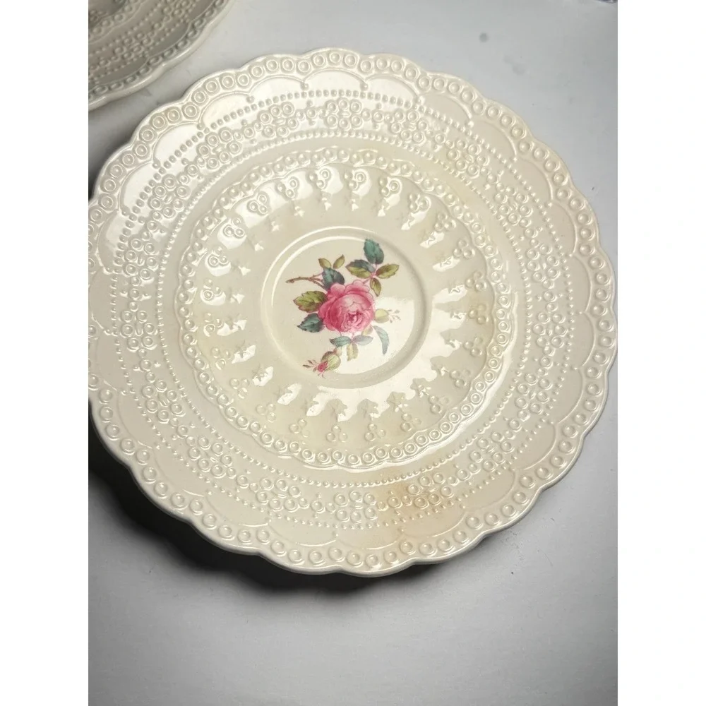 Vintage Copeland Spode Jewel Billingsley 3 Rose Saucers Made In England 1926 Lot